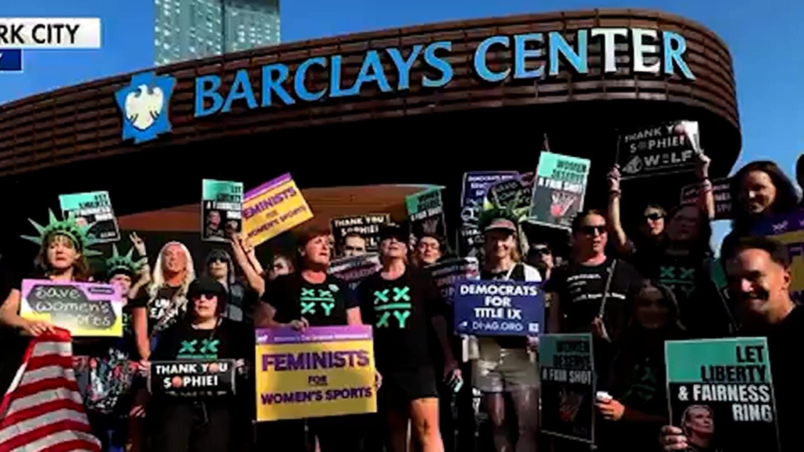 Trans Athlete Controversy Sparks Street Demonstrations Ahead of Liberty Game