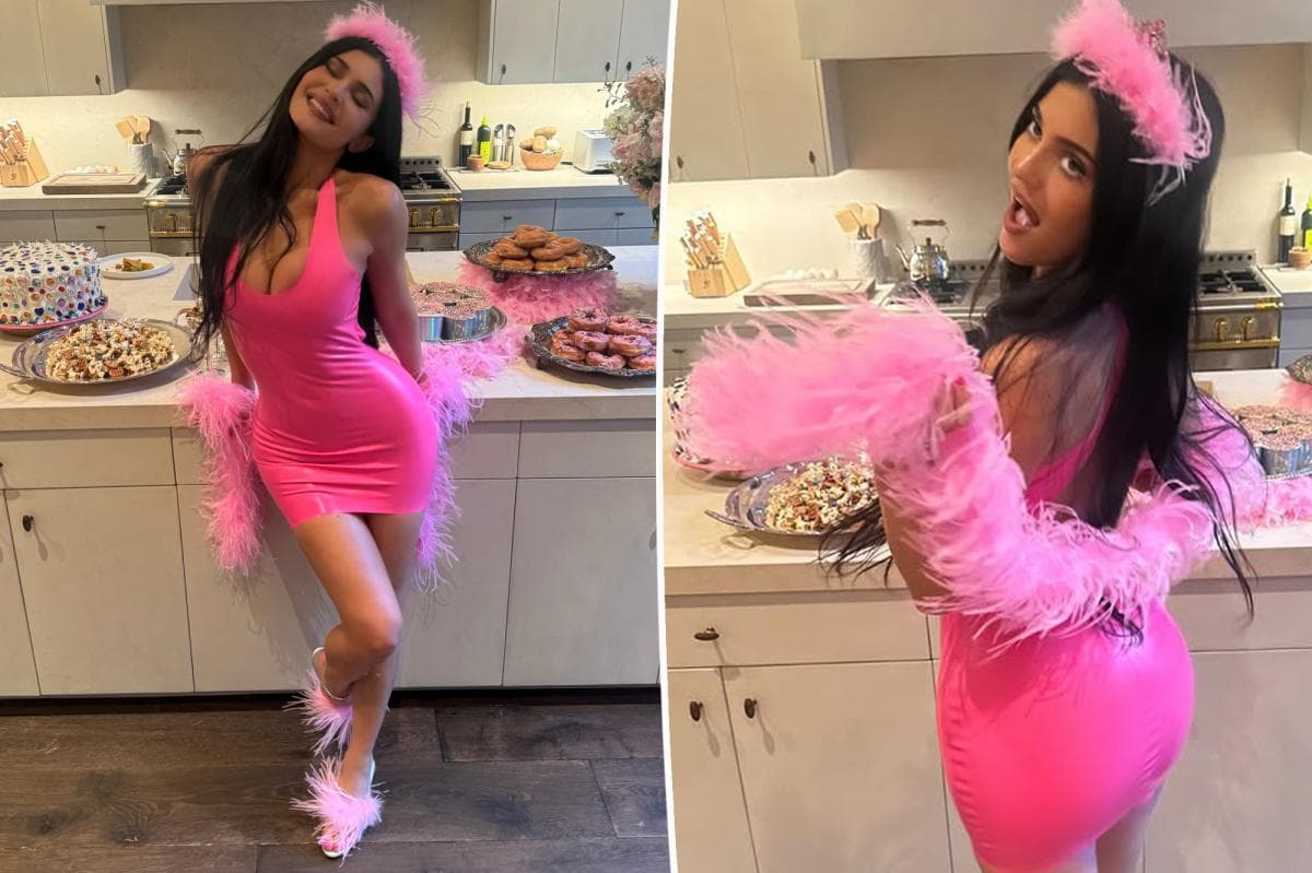 Kylie Jenner Fêtes Her 29th Birthday in a Show-Stopping "Princess Kitty" Theme, Dazzling in Hot Pink Latex and Ostrich Feathers