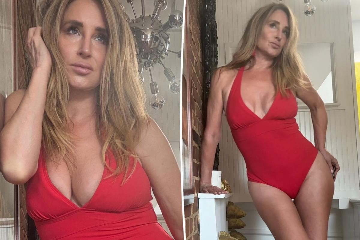 Sonja Morgan Sizzles in Spanx's Flattering and Comfortable Red Halter One-Piece Swimsuit